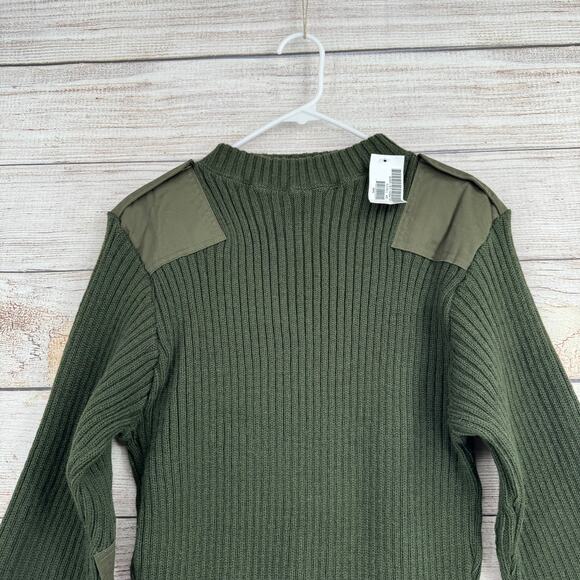 Defense Logistics Agency Rib Knit Wool Commnado Sweater Mens 46 Green NEW - Picture 3 of 13